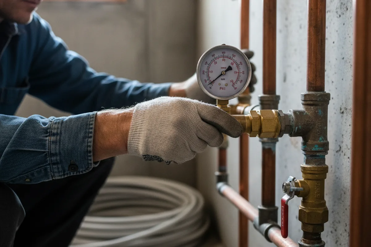 Pressure testing a repaired line during Water Line Repair in South Grafton